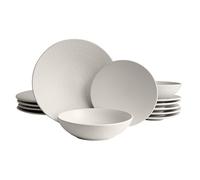 ECHTWERK Blanka Servizio da Tavola Vintage per 4 Persone - 12 Pezzi Elegante Design Naturale Con Struttura in Terracotta - 4 Piatti da Pranzo, 4 da Dessert, 4 Fondi - Crema