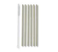 ECHTWERK Cannucce in acciaio inox, cannucce riutilizzabili, set di 6, accessori per cocktail, acciaio inox incl. spazzola di pulizia, cannuccia: 21,5 cm, spazzola: 23 cm, edizione oro