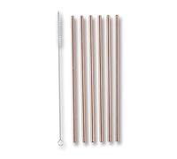 ECHTWERK Cannucce in acciaio inox, cannucce riutilizzabili, set di 6, accessori per cocktail, acciaio inox con spazzola di pulizia, cannuccia: 21,5 cm, spazzola: 23 cm, edizione rame