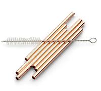 ECHTWERK Cannucce in acciaio inox Small 7pcs con spazzola per la pulizia, edizione rame, riutilizzabili, infrangibili, senza BPA, cannucce per cocktail, long drink, smoothie