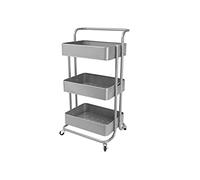 ECHTWERK Carrello da cucina e da portata mobile 3 livelli e maniglia di spinta, versione argento, 43 x 32 x 86 cm
