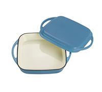 ECHTWERK Casseruola e padella universale 2 in 1, Pirofila in ghisa con coperchio, Casseruola in ghisa con rivestimento smaltato, Adatta per forni, grill e barbecue, Azzurro, 1,5 L, Ø 24,6 cm