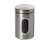 ECHTWERK contenitore per alimenti Single brushed, barattolo in metallo con coperchio ermetico e finestra di visualizzazione, per farina, zucchero, muesli o tè, capacità 1,4 L