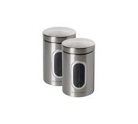 ECHTWERK contenitori per alimenti set da 2 brushed, barattolo in metallo con coperchio ermetico e finestra di visualizzazione, per farina, zucchero, muesli o tè