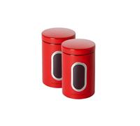 ECHTWERK contenitori per alimenti set da 2 rosso, barattolo in metallo con coperchio ermetico e finestra di visualizzazione, per farina, zucchero, muesli o tè