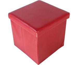 ECHTWERK Cubo di Seduta, Storecube, Sgabello Imbottito con vano portaoggetti, Contenitore Pieghevole, Sgabello per Piedi, Pieghevole, Funzione tavolino, Similpelle, Rosso, Circa 38 x 38 x 38 cm