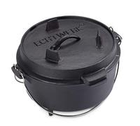ECHTWERK Dutch Oven, pentola per barbecue in ghisa da 4,9 litri circa, già cotta - precostituita, pentola per grigliare per uso interno ed esterno, edizione piccola, nera