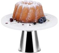 ECHTWERK Elegante piatto da torta in marmo, vassoio per torte con supporto, supporto per servire cibo, frutta, formaggio e dessert, per feste o matrimoni, edizione argento, Ø 22 cm
