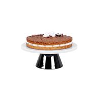 ECHTWERK Elegante piatto per torta in marmo, con supporto, supporto per pasticceria, frutta, formaggio e dessert, supporto per torte per feste o matrimoni, edizione nera, Ø 30 cm