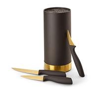 Echtwerk EW-MB-0371 Ceppo di Coltelli con Inserto in Setola, Acciaio, Oro