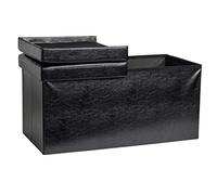 ECHTWERK Flex Bench, panca imbottita rivestita in similpelle, panca con sgabello e spazio di archiviazione, contenitore rettangolare, coperchio rimovibile, nero, 38x76x37,5