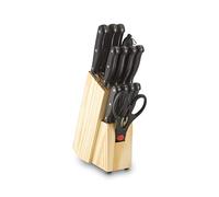 ECHTWERK Küchenmesser Basic Set di coltelli da Cucina, 14 Pezzi, Lama in Acciaio, Manico Nero