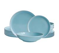 ECHTWERK Nerea 18 pezzi servizio da tavola vintage per 6 in terracotta pastello con 6 piatti da portata, 6 piatti da dessert, 6 piatti fondi, menta