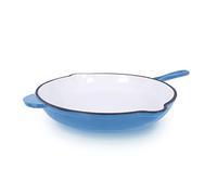 ECHTWERK Padella in ghisa con rivestimento smaltato, padella in ghisa, padella con due manici e beccuccio, adatta per forni, barbecue, induzione, crema, Ø 26,5 cm, azzurro