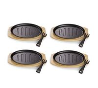 ECHTWERK Padella in ghisa con strisce e vassoio da portata, manico rimovibile, già bruciata, adatta per forni, barbecue, barbecue e induzione, Ø 26 x 16,7 cm, 4 pezzi