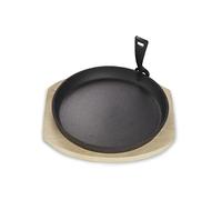 ECHTWERK Padella in ghisa con tagliere, Manico staccabile, Già cotta, Adatta per forni, grill, barbecue e induzione, Ideale per cucinare e servire, Ø 24 cm