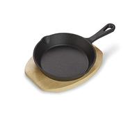 ECHTWERK Padella in ghisa , Mini padella con piatto di portata, Già cotta, Adatta per forni, griglie, barbecue e induzione, Ideale per cucinare e servire, Ø 15,2 cm