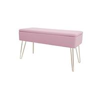 ECHTWERK Panca Scarlett con rivestimento in velluto-Cassapanca rettangolare-Con spazio di archiviazione-Gambe in metallo-Rosa, Miscela di poliestere, 75 x 30 x 42 cm