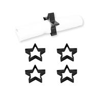 ECHTWERK Portatovaglioli in acciaio inox, a forma di stella, portasciugamani, portatovagliolo, universale, decorazione da tavola per matrimoni, 7 x 3 cm, edizione nera, 4 pezzi