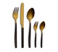 ECHTWERK Posate Positano Due-Gold/Black Edition, 20 pezzi, per 4 persone, 18/10 opaco, acciaio inox, set di posate, per la tavola da pranzo, decorazione della tavola per matrimoni