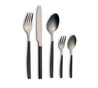 ECHTWERK Posate Positano Due-Silver/Black Edition, 20 pezzi, per 4 persone, 18/10 opaco, acciaio inox, Set di posate, per la tavola, decorazioni per la tavola per matrimoni e occasioni festive
