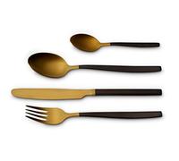 ECHTWERK Positano Due-Gold/Black Edition, 24 pezzi, per 6 persone, 18/10 opaco, acciaio inox, set di posate, per la tavola da pranzo, decorazioni per la tavola per matrimoni e occasioni speciali