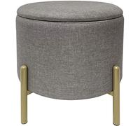ECHTWERK Pouf Logan con Rivestimento Superficiale di Alta qualità in Poliestere, Funzione di conservazione, 40 x 40 x 40 cm, Fino a 150 kg, Grigio, Metallo