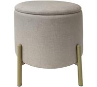 ECHTWERK Pouf Logan, con vano portaoggetti, Coperchio Rimovibile, Contenitore Rotondo, con Piedini in Legno, Adatto per Camera da Letto e Soggiorno, 40 x 40 x 40 cm, Fino a 150 kg, Crema