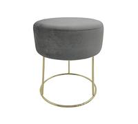 ECHTWERK Pouf Rotondo Marilyn, Imbottito in Velluto, Trucco con Gambe in Metallo Dorato, Sgabello Adatto per Camera da Letto e Soggiorno, poggiapiedi Fino a 150 kg, Grigio, 35,5 x 35,5 x 40,5 cm