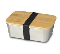 ECHTWERK Pratica Scatola per Il Pranzo in Acciaio Inox di Alta qualità con Coperchio in bambù e Striscia in Silicone.