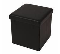 ECHTWERK Seduta a cubo, Storecube, Sgabello Imbottito con vano portaoggetti, Contenitore Pieghevole, Sgabello Pieghevole, Funzione tavolino, Similpelle, Nero, Circa 38 x 38 x 38 cm