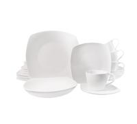 ECHTWERK Set da 30 pezzi "Classic" - Design moderno - Elegante servizio da tavola in porcellana bianca con 6 piatti da portata, 6 piatti da dessert, 6 piatti fondi, 6 tazze da tè, 6 tazzine per il tè.
