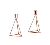 ECHTWERK Set di 2 candele/luci da tè Modern Small, edizione rame, design geometrico, portacandele votive per il soggiorno/sala da pranzo, 9,5 x 9,5 x 16,5 cm