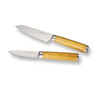 ECHTWERK Set di 2 coltelli Damasco, coltello Santoku ca. 13 cm/ pelaverdure ca. 8 cm, coltello da cucina, coltello giapponese, coltello per verdure, acciaio damasco, manici in legno Pakka