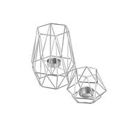ECHTWERK Set di 2 portacandele Mix vintage, edizione argento, decorazioni per soggiorno/sala da pranzo, tavola nuziale EW-KH-2119 8 x 8 x 8,3 cm/ 9,5 x 9,5 x 17 cm