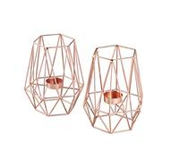 ECHTWERK Set di 2 portacandele vintage grandi, edizione rame, design geometrico, portacandele votive per soggiorno/sala da pranzo, decorazione tavola nuziale