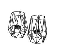 ECHTWERK Set di 2 tealight/portacandele vintage grandi, edizione nera, design geometrico, portacandele votivi per soggiorno/sala da pranzo, decorazione tavola nuziale