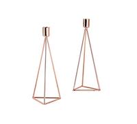 ECHTWERK Set di 2 tealights/candele moderne grandi, edizione rame, design geometrico, portacandele votive per il soggiorno/sala da pranzo, decorazione per la tavola di nozze, 9,5 x 9,5 x 24,2 cm