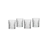 ECHTWERK set di 4 bicchieri da whisky, 330 ml - bicchieri da rum, vetro cristallo tagliato con struttura a rilievo, forma cilindrica, lavabile in lavastoviglie, 9,8 x 8,2 cm