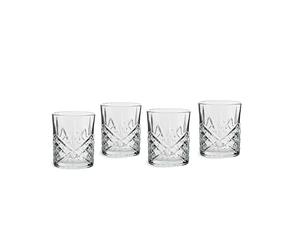 ECHTWERK set di 4 bicchieri da whisky, 330 ml - bicchieri da rum, vetro cristallo tagliato con struttura a rilievo, forma cilindrica, lavabile in lavastoviglie, 9,8 x 8,2 cm