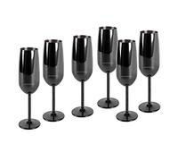 ECHTWERK Set di 6 bicchieri da spumante e champagne in acciaio inox, edizione nera, 250 ml, 22,5 x 6,3 cm