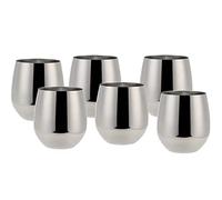 ECHTWERK Set di 6 bicchieri da vino e acqua in acciaio inox, edizione argento, 500 ml, 10 x 9,5 cm, 10 x 9,5 cm
