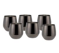 ECHTWERK Set di 6 bicchieri da vino e acqua in acciaio inox, edizione nera, 500 ml, 10 x 9,5 cm, 10 x 9,5 cm