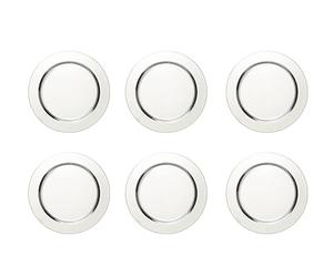 ECHTWERK Set di 6 sottopiatti/piatti da portata 'Shiny' in acciaio inossidabile, Edizione Argento, Ø 33,2 cm