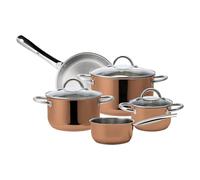 ECHTWERK Set di 8 pentole in acciaio inox di alta qualità - Con coperchio in vetro - 3 pentole - Per tutte le cucine - Copper Edition