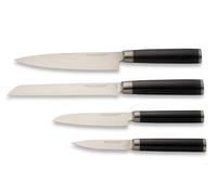ECHTWERK Set di coltelli in damasco, 4 pezzi, coltello da chef/cucina, coltello Santoku/giapponese piccolo, coltello da spelucchino/verdura, coltello da pane con lama seghettata