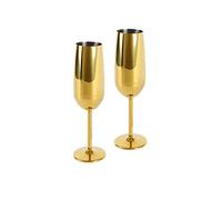 ECHTWERK Set di flute da champagne a 2 pezzi, acciaio inox, edizione oro, 250 ml, 22,5 x 6,3 cm