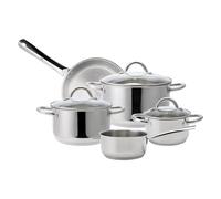 ECHTWERK Set di pentole a induzione in acciaio inox di alta qualità con coperchio in vetro, 3 padelle, casseruola e padella Tutti i bruciatori Edizione nera