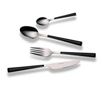 ECHTWERK Set di posate "Basic" con manici in plastica, posate da campeggio, posate da picnic, posate da esterno, set da 16 pezzi, per un massimo di 4 persone, acciaio inossidabile 18/0, nero