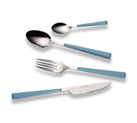 ECHTWERK Set di posate "Basic" con manici in plastica, posate da campeggio, posate da picnic, posate da viaggio leggere, 16 pezzi, fino a 4 persone, acciaio inossidabile 18/0, azzurro